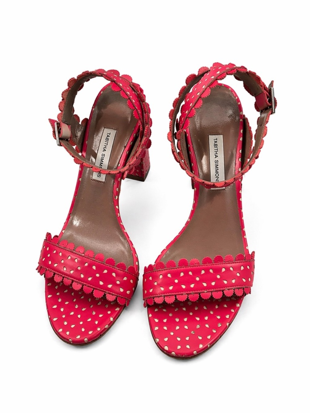 Tabitha Simmons Pink Scalloped Ankle-Strap Sandals